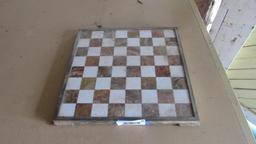 Vintage Marble Inlaid Checker/Chess Board