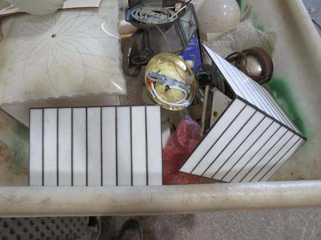 Rolling Cart of Light Fixtures