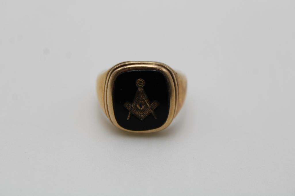 (2) 10K Yellow Gold Masonic Rings