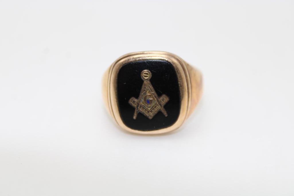 (2) 10K Yellow Gold Masonic Rings