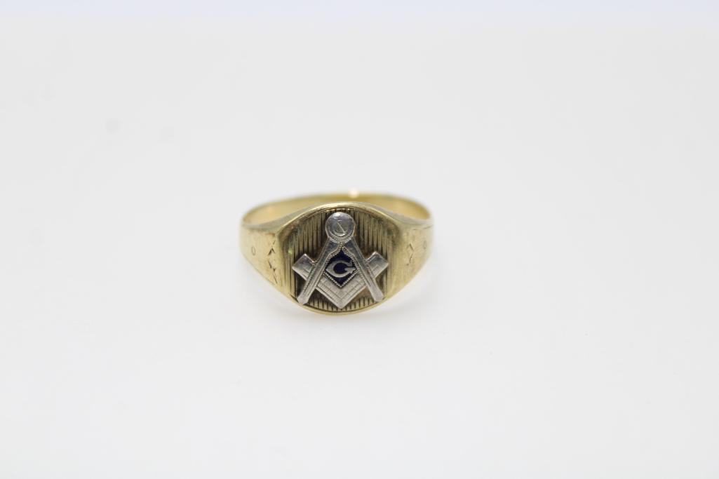 (2) 10K Yellow Gold Masonic Rings