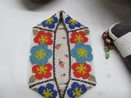 Native American Acoma Pots, Beadwork,