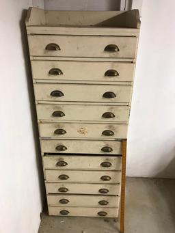 Antique Wood Parts Cabinet