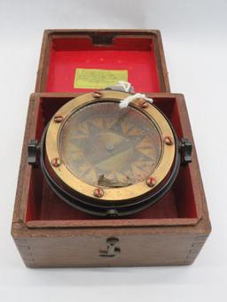 Vintage Wilcox, Crittenden & Co. Cased Maritime Ship's Compass