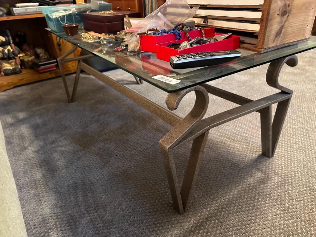 Glass Top Coffee Table & (2) Side Tables