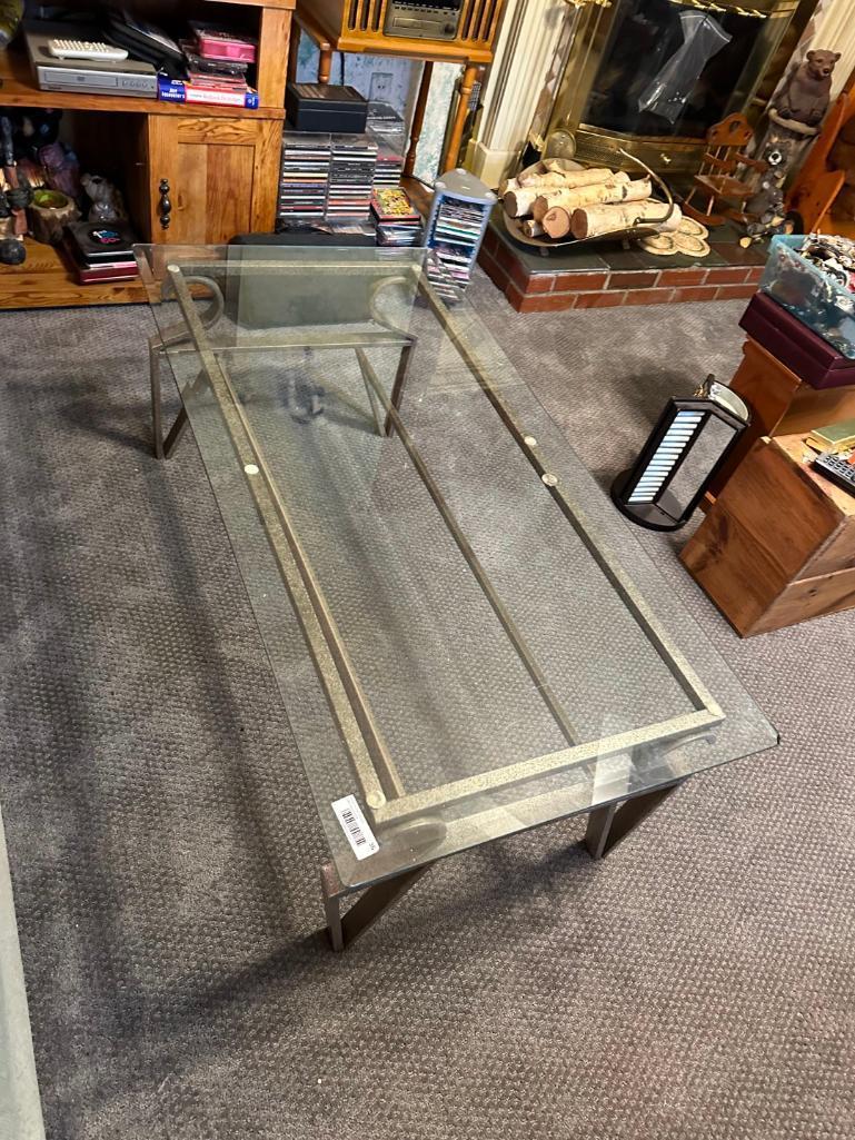 Glass Top Coffee Table & (2) Side Tables