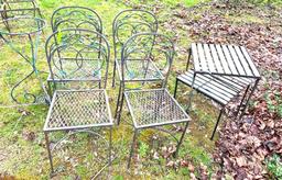 (4) Iron Chairs, (2) Tables & Planter