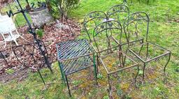 (4) Iron Chairs, (2) Side Tables, Weather Vane & Art