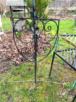 (4) Iron Chairs, (2) Side Tables, Weather Vane & Art