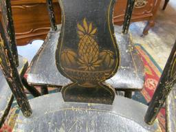 Setof (6) Splat Back Decorated Country Dining Chairs