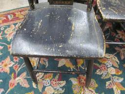 Setof (6) Splat Back Decorated Country Dining Chairs