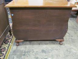 Custom Mahogany (4) Drawer Bombe Chest w/ Ball & Claw Feet