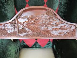 Amazing Carved Mahogany Hunting Scene by MA Artist Bruce Alexander