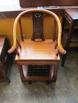 Chinese Horseshoe Armchair w/ Pull Out Footrest