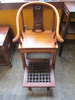 Chinese Horseshoe Armchair w/ Pull Out Footrest