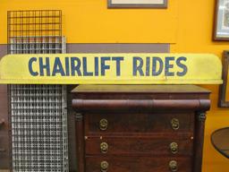 Bold Yellow & Blue ?Chairlift Rides" Sign