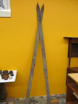 Pair 92" Pointy Top Wooden Skis