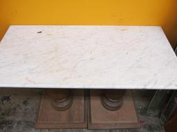 Made Up Table from (2) Pub Table Bases w/Marble Top