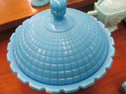 Blue Milk Glass Group