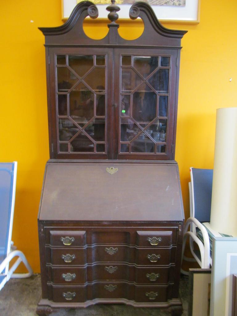 Chippendale Style Mahogany Blockfront Secretary