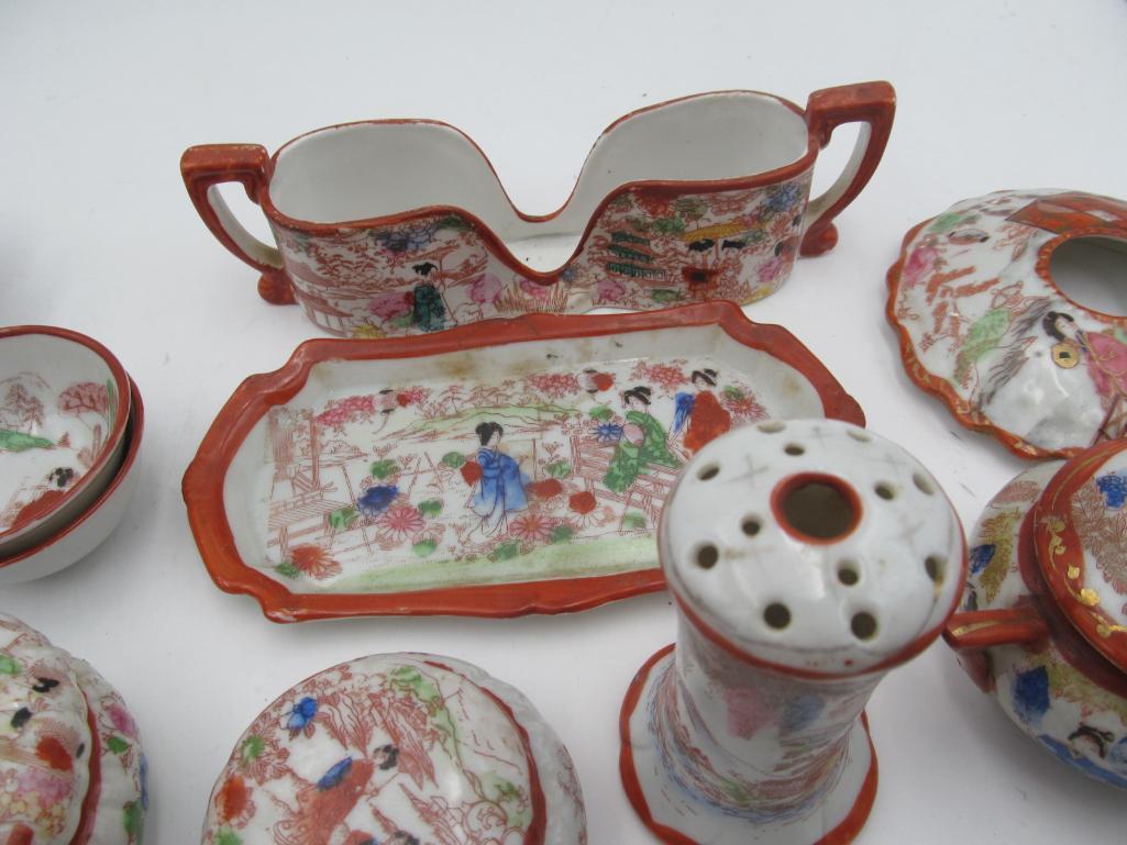 (39) Pieces Geisha Girl Japanese Porcelain