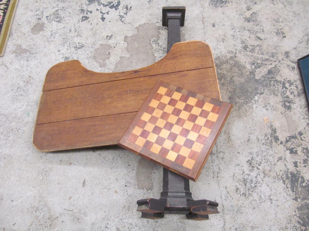 Wooden & Wrought Iron Candleholders, Checker/Chess Board & Lap Board