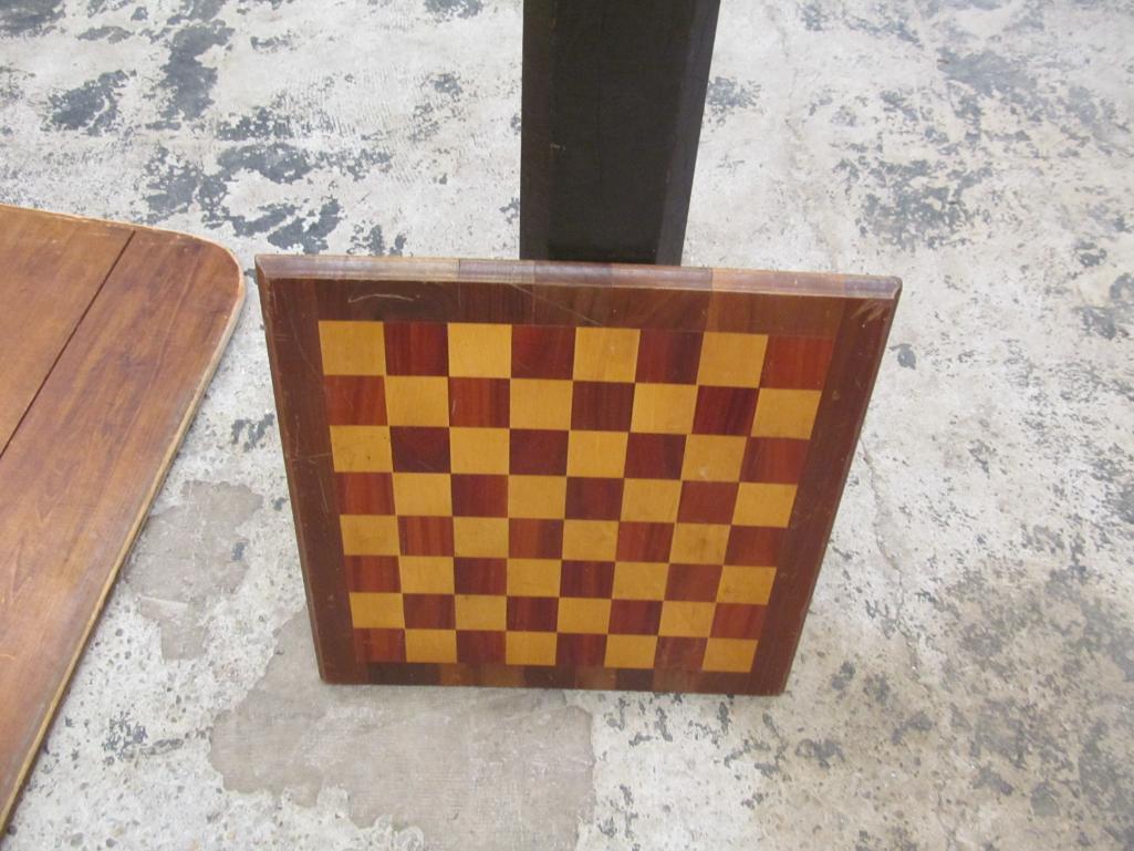 Wooden & Wrought Iron Candleholders, Checker/Chess Board & Lap Board
