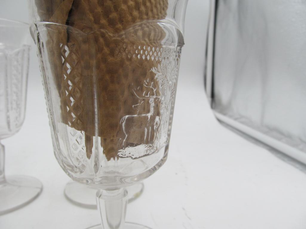 (11) Assorted Pattern Glass 6"+/- Goblets