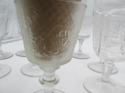 (11) Assorted Pattern Glass 6"+/- Goblets