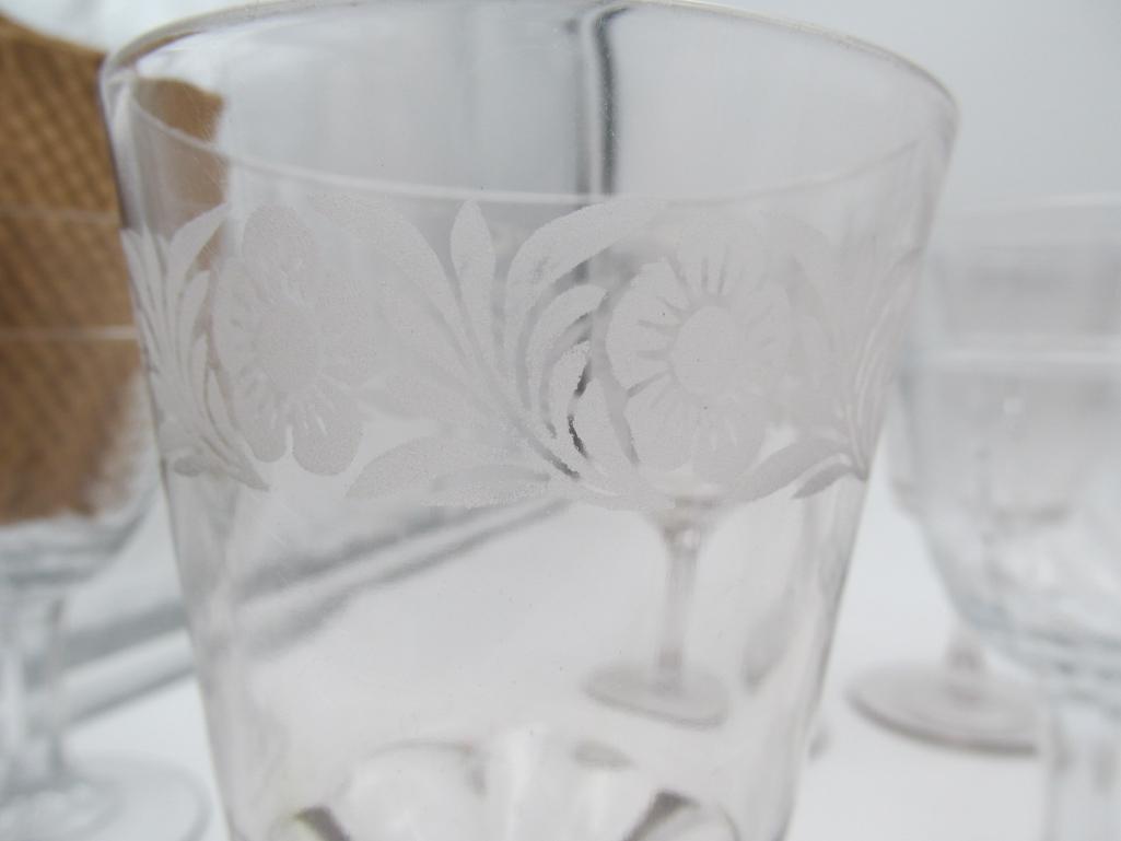 (11) Assorted Pattern Glass 6"+/- Goblets