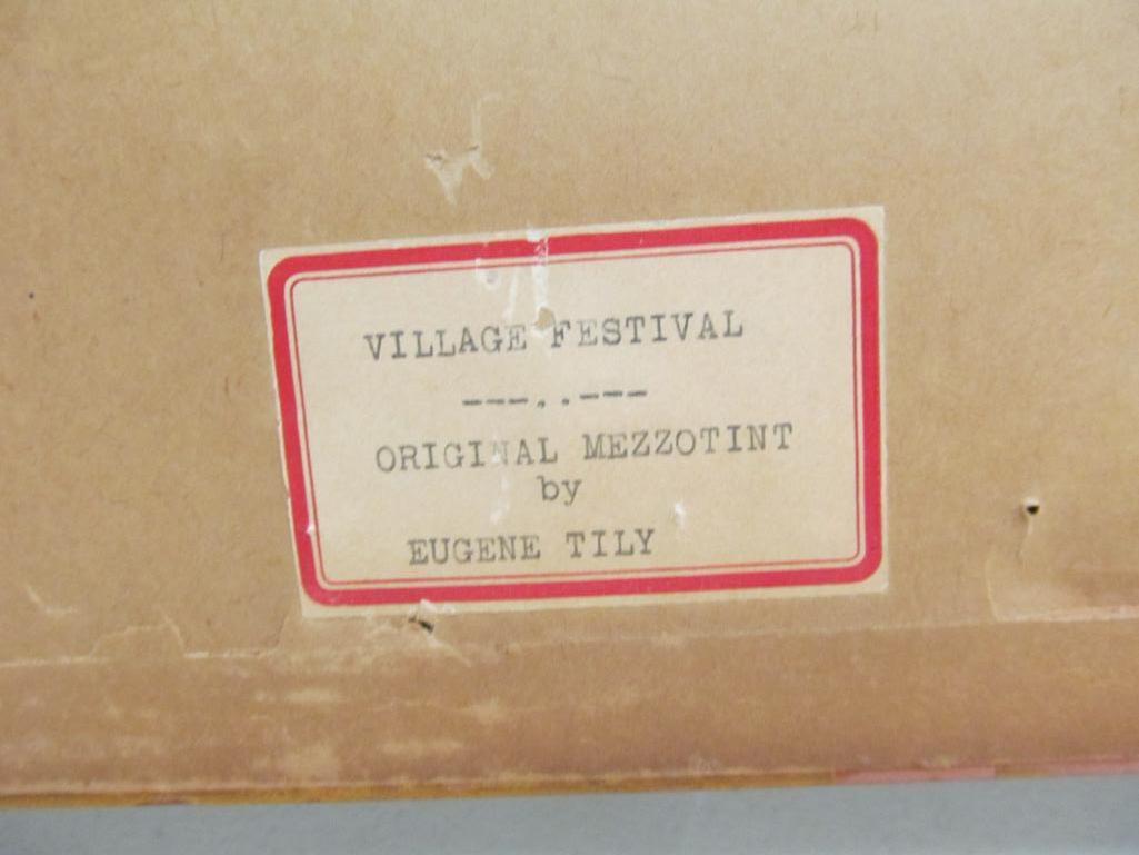 Village Festival Mezzotint by Eugene Tilly
