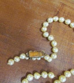 (2) Pearl Necklaces w/gold Clasps