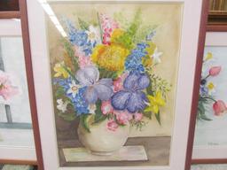 (3) Framed Floral Watercolors by W. Huber