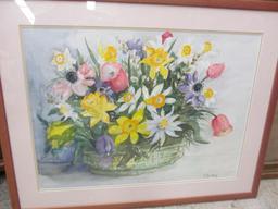 (3) Framed Floral Watercolors by W. Huber