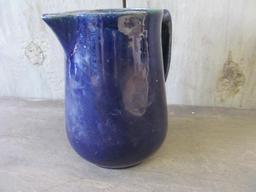 Deep Blue Glazed Pottery Pitcher