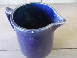 Deep Blue Glazed Pottery Pitcher