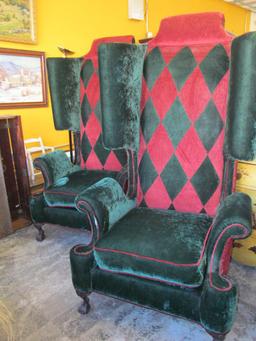 Pair of Custom Built Upholstered Wing Chairs