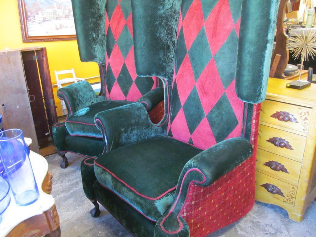 Pair of Custom Built Upholstered Wing Chairs