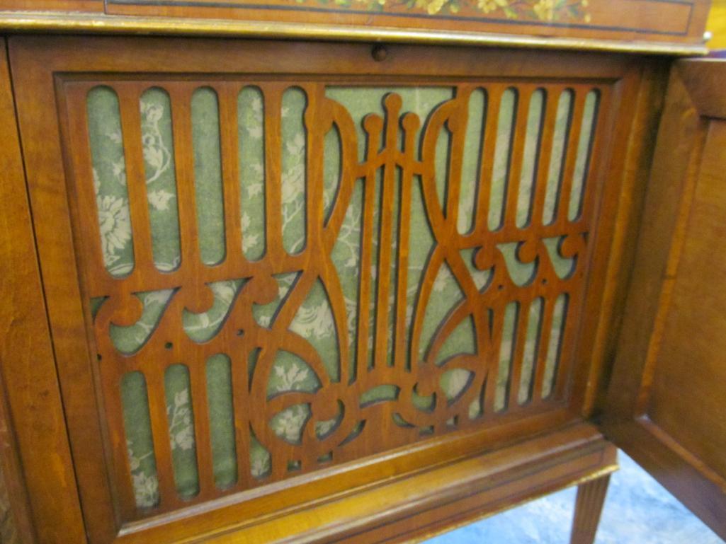 Pair of Spectacular Edwardian Painted & Veneered Cabinets