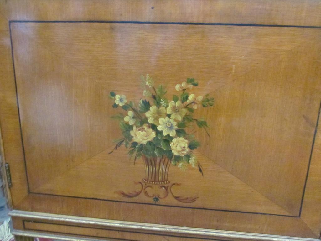 Pair of Spectacular Edwardian Painted & Veneered Cabinets