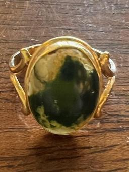 10K Moss Agate Ring