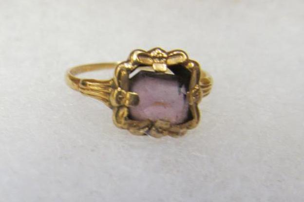 Antique Gold Ring w/Loose Aquamarine Colored Stone