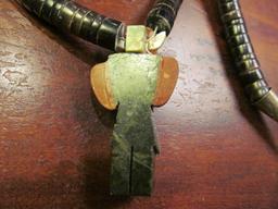 Hopi Stone Katsina Necklace w/Silver Mounts