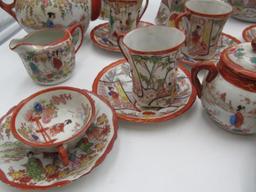 (39) Pieces Assembled Japanese Geisha Girl Porcelain