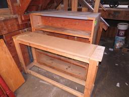 (2) Wood Shelves and Wooden Bench