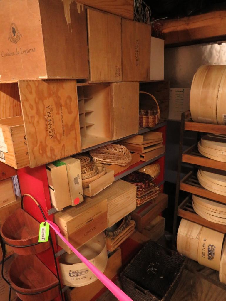 Wood Shelves, Cheese Baskets, Wine Boxes, and Decoratives