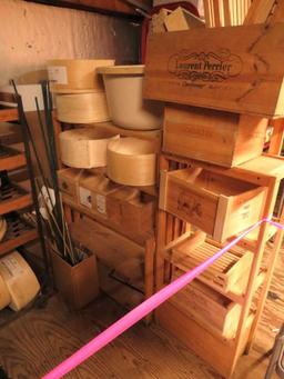 Wood Shelves, Cheese Baskets, Wine Boxes, and Decoratives