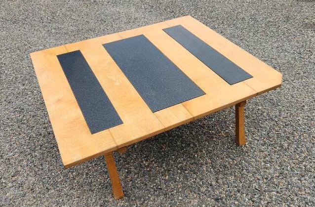 Tiger Maple/ Granite Mid - Century Modern Coffee Table