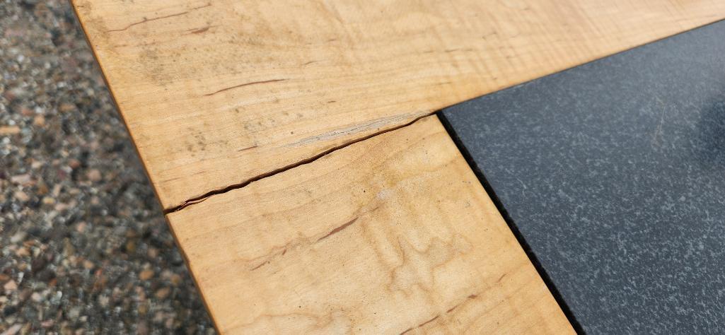 Tiger Maple/ Granite Mid - Century Modern Coffee Table
