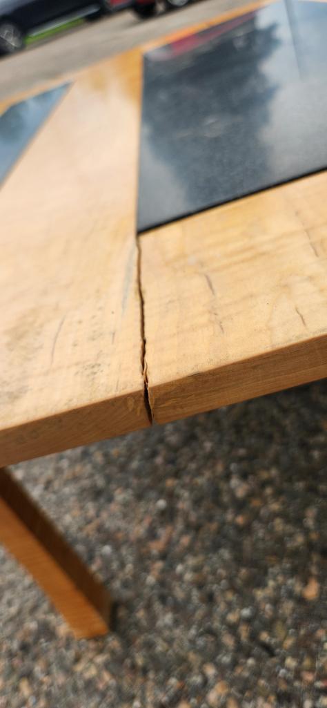 Tiger Maple/ Granite Mid - Century Modern Coffee Table